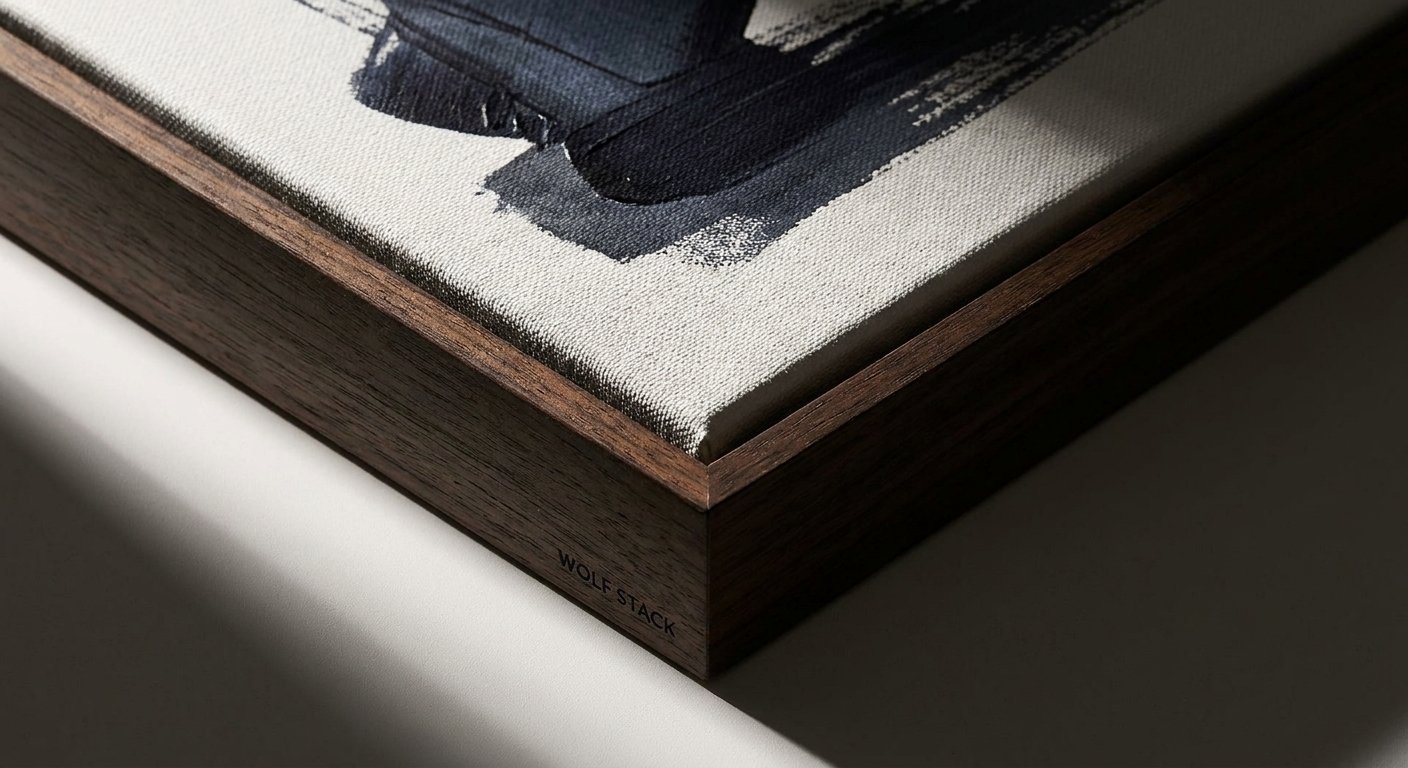 Extreme close-up detail of a textured Framed Canvas, showing the high-quality material ideal for professional remote work office decor.