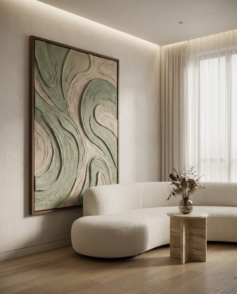 Elite medical office art featuring a large Framed Canvas with a calming abstract design, setting a new standard for healthcare interior design.