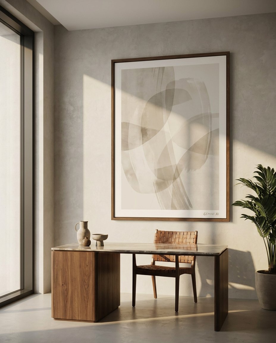 A Wolf Stack Framed Canvas serves as the commanding focal point in an elite medical decor setting, transforming a private consultation room into a serene, high-end space.