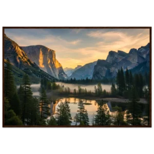 The Sovereign Peaks Mountain Landscape - Unique 1/1 Semi-Glossy Edition AI Art 36x24 Satin Black Frame