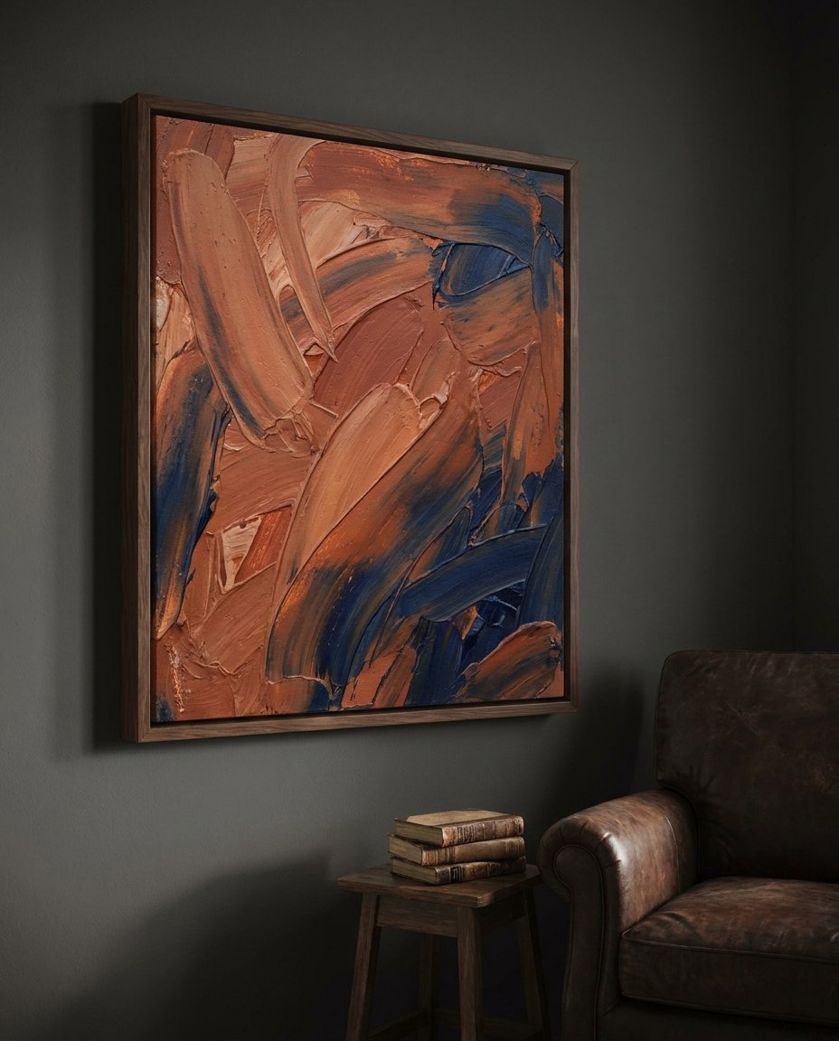 A stunning example of luxury home decor art, with a large Wolf Stack canvas defining a modern living room interior.
