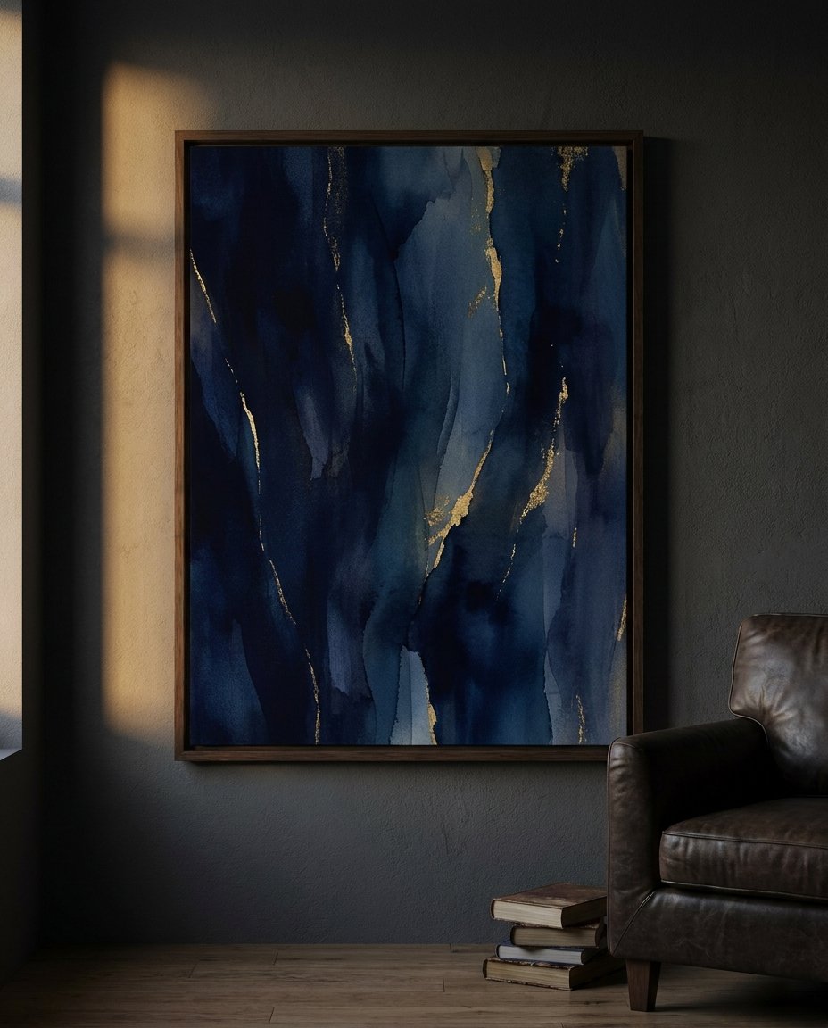 Powerful bedroom decor centered around a large master bedroom canvas from Wolf Stack, creating a luxury art statement.
